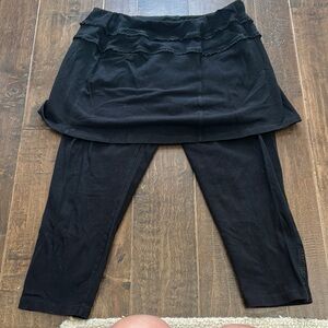 Athleta Black Leggings with Skirt Overlay